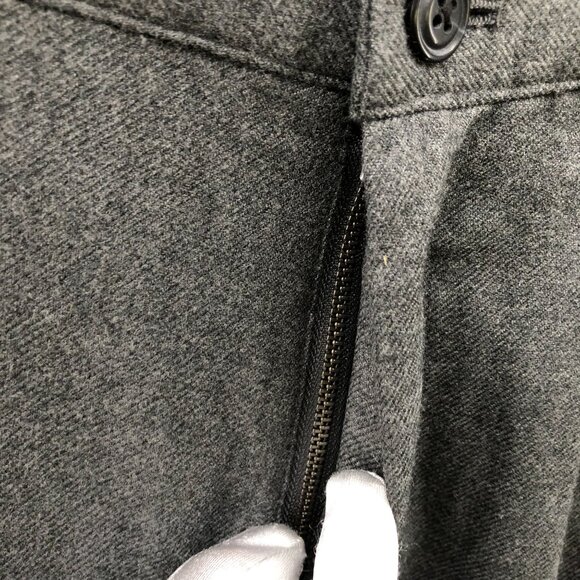 Gap Relaxed Pleated Dress Pant Mens M Gray Flannel Wool-Like Baggy Elastic Waist - Picture 5 of 12